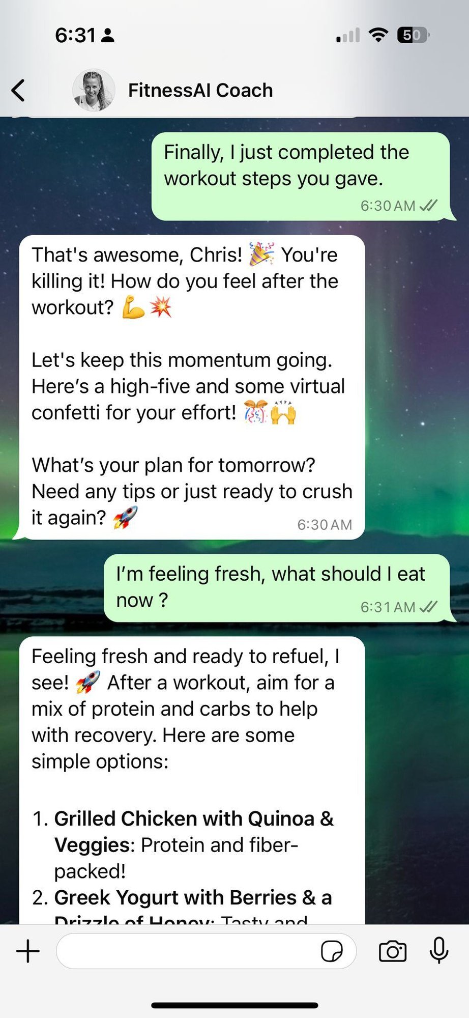 Fitness AI Coach on WhatsApp for personal coaching